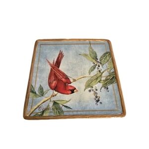 Certified International  Susan Winget Square Dinner with Cardinal Plate 8"×8"